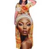 Casual Digital Printing Short Sleeve Maxi Dresses