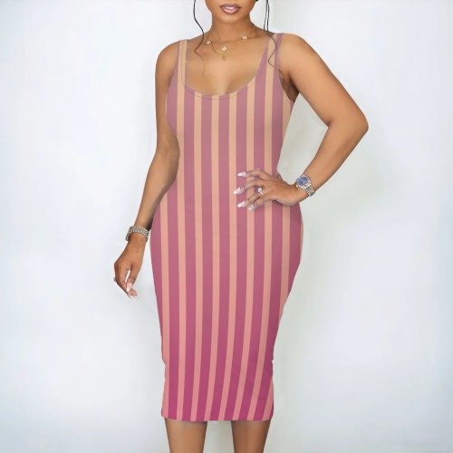 Casual Digital Printing Sleeveless Midi Dresses
