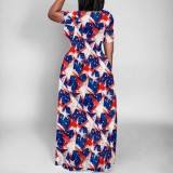 Casual Digital Printing Short Sleeve Maxi Dresses