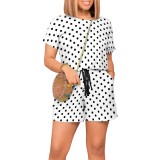 Casual Digital Printing Polka Dots Short Set