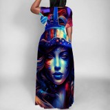 Casual Digital Printing Short Sleeve Maxi Dresses