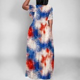 Casual Digital Printing Short Sleeve Maxi Dresses