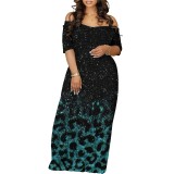 Casual Digital Printing Off The Shoulder Maxi Dresses
