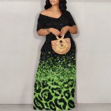 Casual Digital Printing Off The Shoulder Maxi Dresses