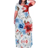 Casual Digital Printing Short Sleeve Maxi Dresses