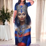 Casual Digital Printing Short Sleeve Maxi Dresses