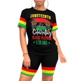 Casual Digital Printing Stitching Short Set