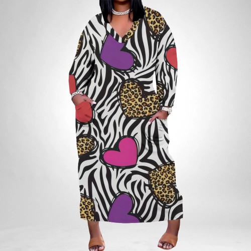 Large Size Fashion Printed Women's Long Dresses