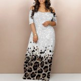 Casual Digital Printing Off The Shoulder Maxi Dresses