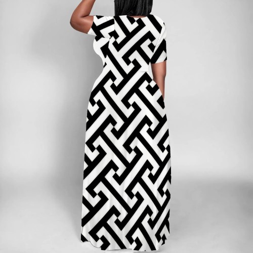 Casual Digital Printing Short Sleeve Maxi Dresses