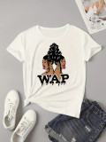 Solid Color Pattern Print Short Sleeve T-shirt