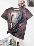 Casual Animal Pattern Print Short Sleeve T-Shirt