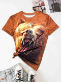 Casual Animal Pattern Print Short Sleeve T-Shirt