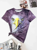 Casual Animal Pattern Print Short Sleeve T-Shirt
