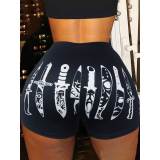 Sexy Women's Tights Pattern Print Yoga Shorts
