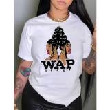 Solid Color Pattern Print Short Sleeve T-shirt