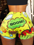 Sexy Women's Tights Pattern Print Yoga Shorts