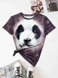 Casual Animal Pattern Print Short Sleeve T-Shirt
