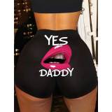 Sexy Women's Tights Pattern Print Yoga Shorts