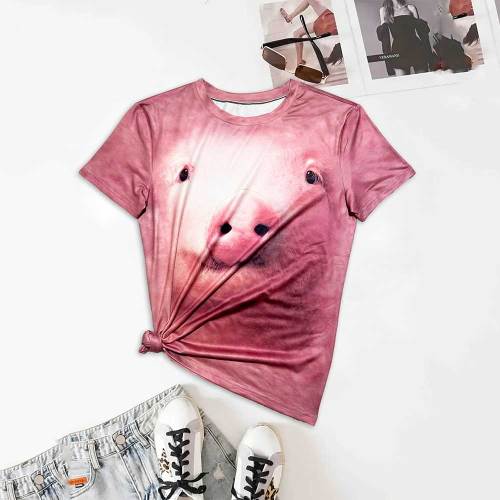 Casual Animal Pattern Print Short Sleeve T-Shirt