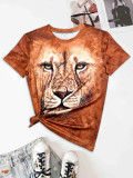 Casual Animal Pattern Print Short Sleeve T-Shirt