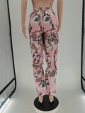 Camouflage Pattern Pleated Strings Pants