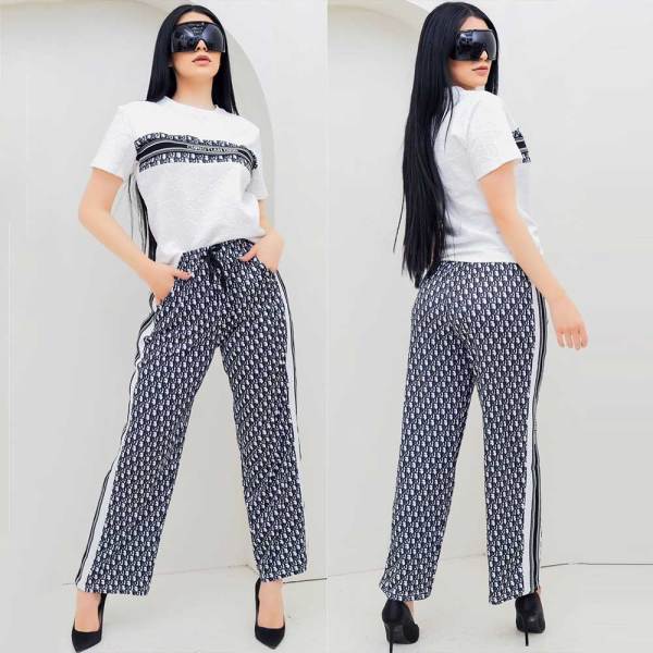 Summer Embossed Loose Two-piece Pant Suit