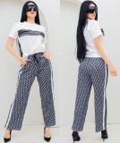Summer Embossed Loose Two-piece Pant Suit