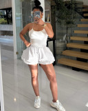 Y2K Solid Color Elastic Waist Bubble Fluffy Shorts