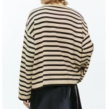 Solid Color Striped Contrast Sweater