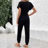 Black Short Sleeve Jumpsuit