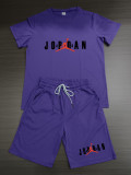 Summer High Quality Cotton Mens Print O Neck Short Sweatshirt Set