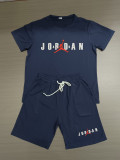 Summer High Quality Cotton Mens Print O Neck Short Sweatshirt Set