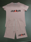 Summer High Quality Cotton Mens Print O Neck Short Sweatshirt Set