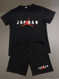 Summer High Quality Cotton Mens Print O Neck Short Sweatshirt Set