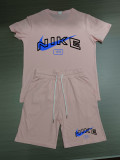 Summer High Quality Cotton Mens Print O Neck Short Sweatshirt Set