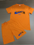 Summer High Quality Cotton Mens Print O Neck Short Sweatshirt Set
