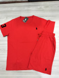 Summer High Quality Cotton Mens Print O Neck Short Sweatshirt Set