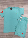 Summer High Quality Cotton Mens Print O Neck Short Sweatshirt Set