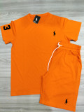 Summer High Quality Cotton Mens Print O Neck Short Sweatshirt Set