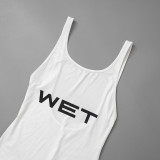 Women's Summer Sexy Transparent Letter Printed Tight Rompers