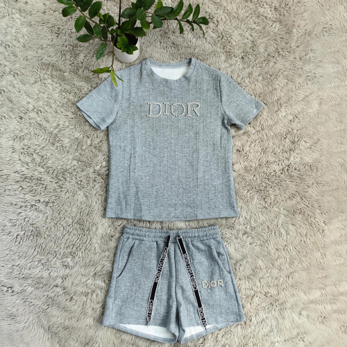 Fashion Bubble Beads + Embossed Elegant Short Sleeve Shorts Set