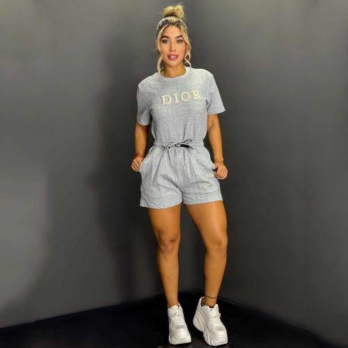Fashion Bubble Beads + Embossed Elegant Short Sleeve Shorts Set