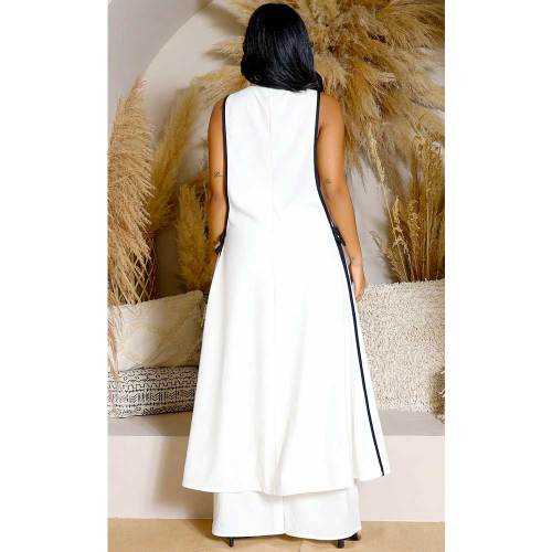 Women's Set Sexy Bow Sleeveless Long Vest Wide Leg Pants