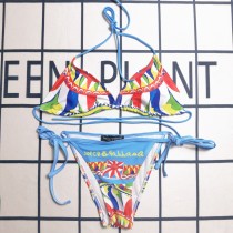 Summer Beach Padded Printed Halter Bikini Swimwear