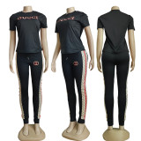 Casual Elegant Embroidery Ladies Two Piece Pant Set
