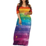 Casual Printed Off Shoulder Maxi Dresses
