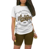 Fashion Women's Clothing Letter Cartoon Print Two-piece Set