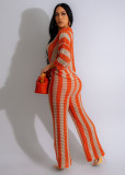 Women's Clothing Hollow See Through Lapel Knitted Long Outfits