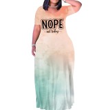 Casual Printed Letter Short Sleeve Maxi Dresses
